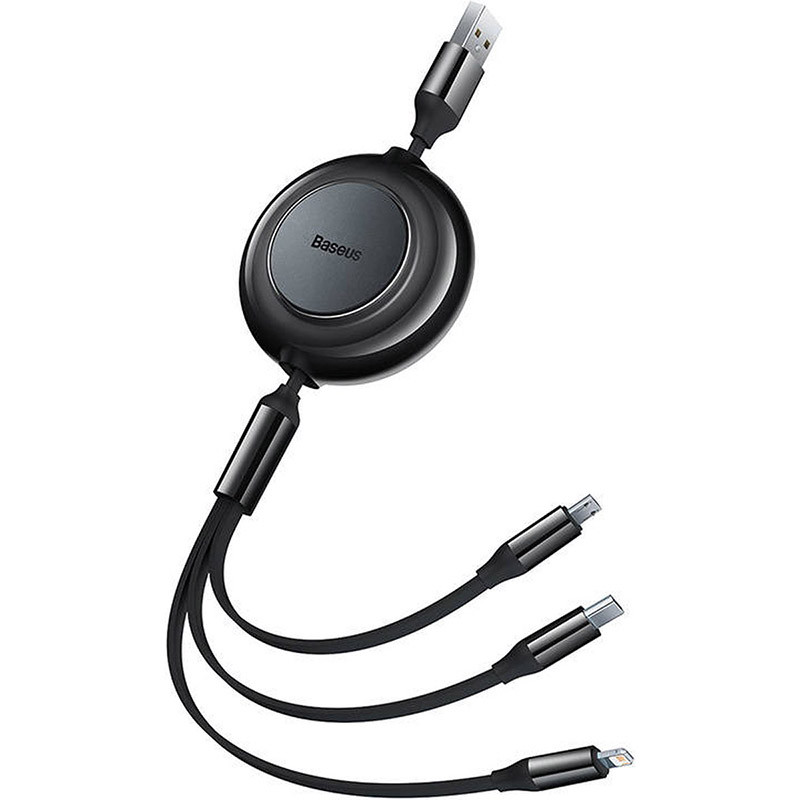 Câble USB 3-en-1 Bright Mirror 2 pour Micro USB/USB-C/Lightning 3.5A 1,1m Noir - BASEUS - CAMJ010001
