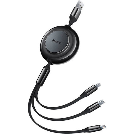 Câble USB 3-en-1 Bright Mirror 2 pour Micro USB/USB-C/Lightning 3.5A 1,1m Noir - BASEUS - CAMJ010001
