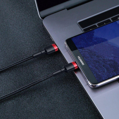 Câble de charge Cafule USB vers USB-C 60W 2M Noir/Rouge - BASEUS - CATKLF-H91