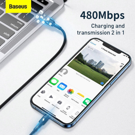 Câble de charge Cafule USB-C vers Lightning 18W 1m Noir - BASEUS - CATLKLF-G1