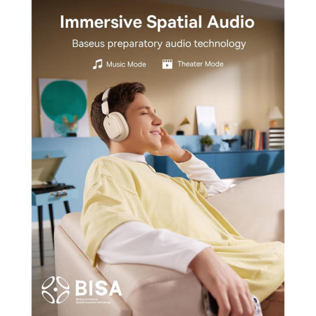 Casque sans fil Bowie H1i à réduction de bruit Blanc - BASEUS - A00050402223-00