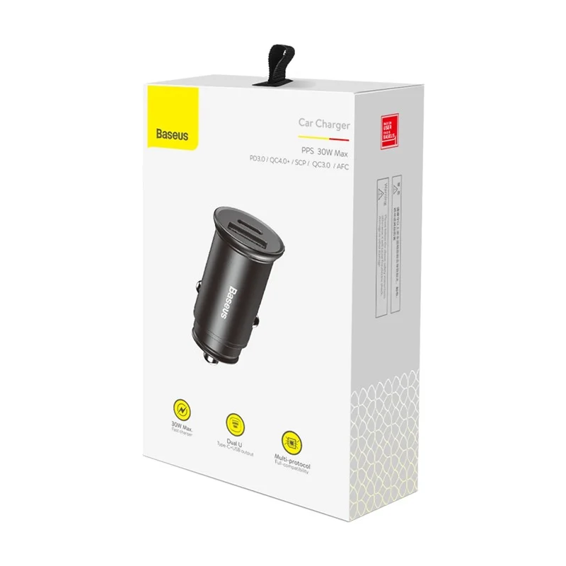 Chargeur de voiture USB-A + Type-C 30W PPS Noir - BASEUS - CCALL-BS01.