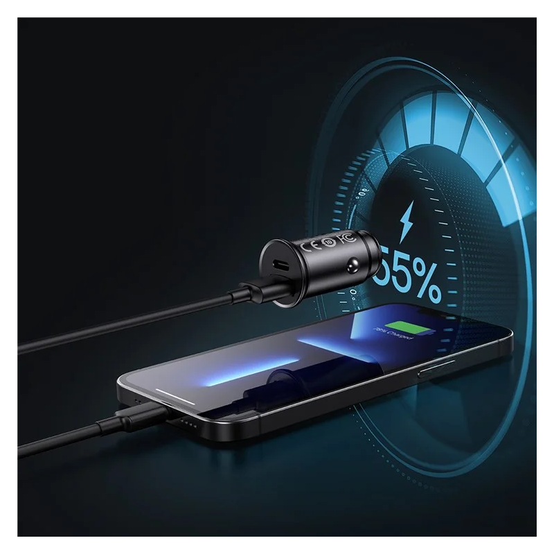 Chargeur de voiture USB-A + Type-C 30W PPS Noir - BASEUS - CCALL-BS01.