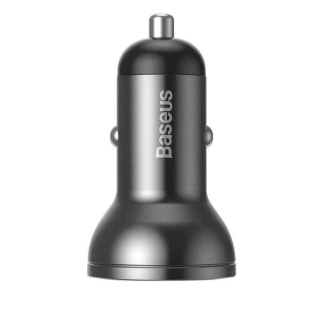 Chargeur de voiture 2x USB 4.8A 24W avec LCD Gris - BASEUS - CCBX-0G