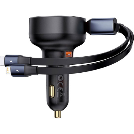 Chargeur de voiture Enjoyment USB avec câble USB-C et Lightning 60W Noir - BASEUS - C00057802111-02