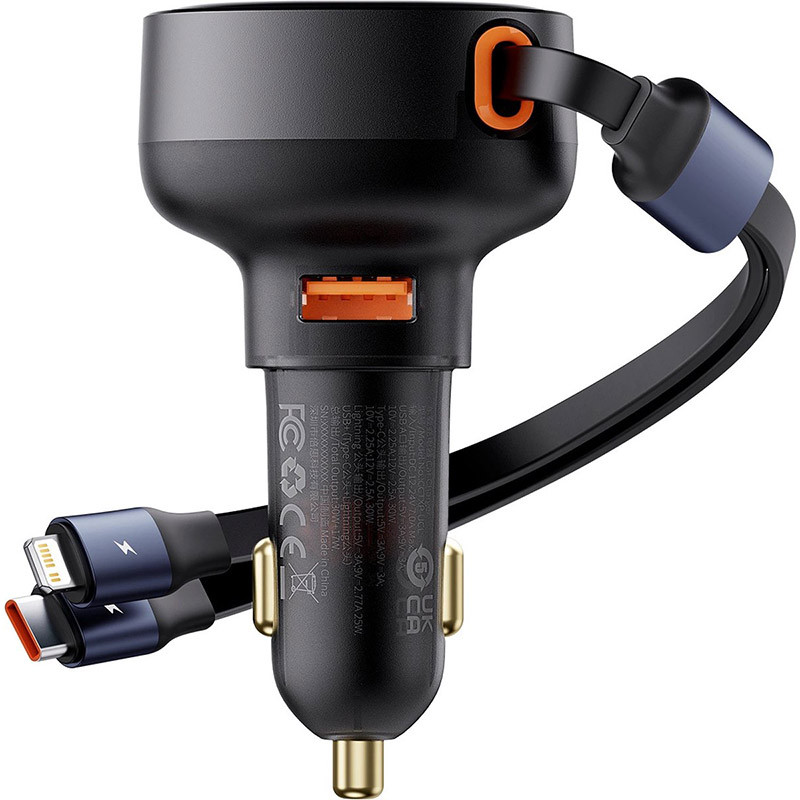 Chargeur de voiture Enjoyment USB avec câble USB-C et Lightning 60W Noir - BASEUS - C00057802111-02