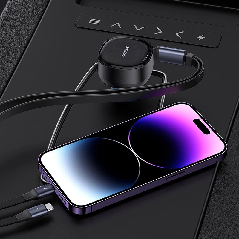 Chargeur de voiture Enjoyment USB avec câble USB-C et Lightning 60W Noir - BASEUS - C00057802111-02