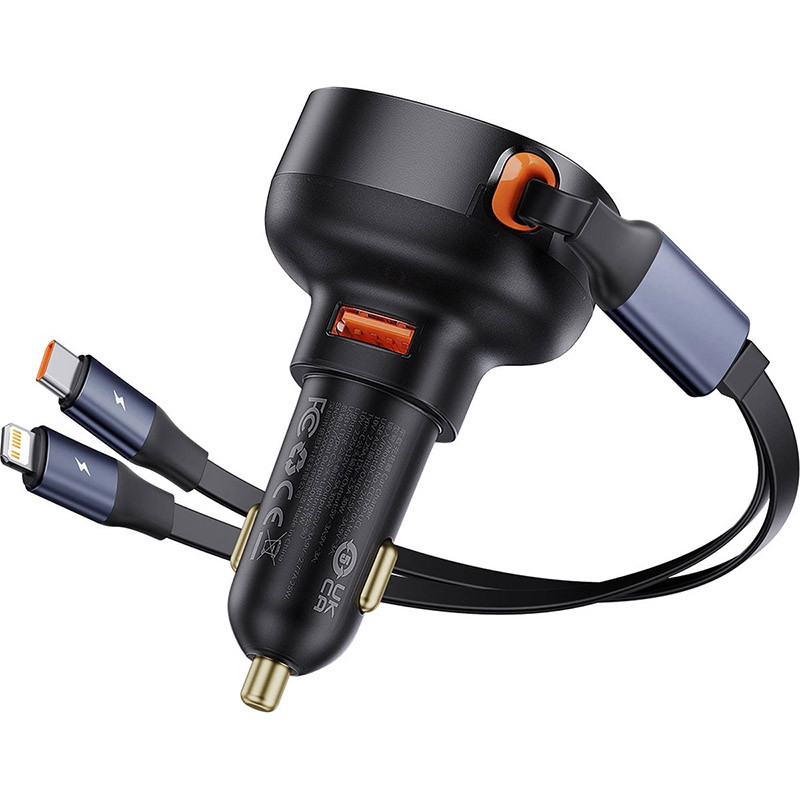 Chargeur de voiture Enjoyment USB avec câble USB-C et Lightning 60W Noir - BASEUS - C00057802111-02