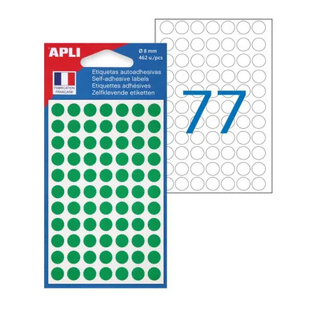 Etui de 462 pastilles adhésives 8mm Vert - APLI AGIPA - 427460