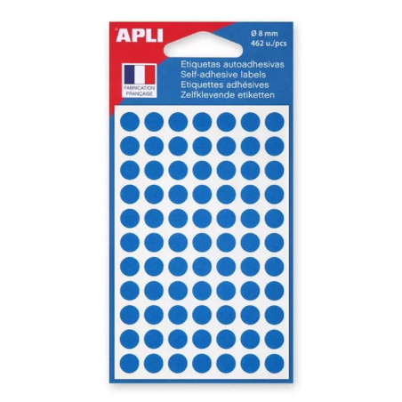 Etui de 462 pastilles adhésives 8mm Bleu - APLI AGIPA - 880420