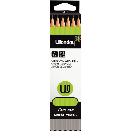 Boîte de 12 crayons graphite bout trempé HB Vert - WONDAY - 120401