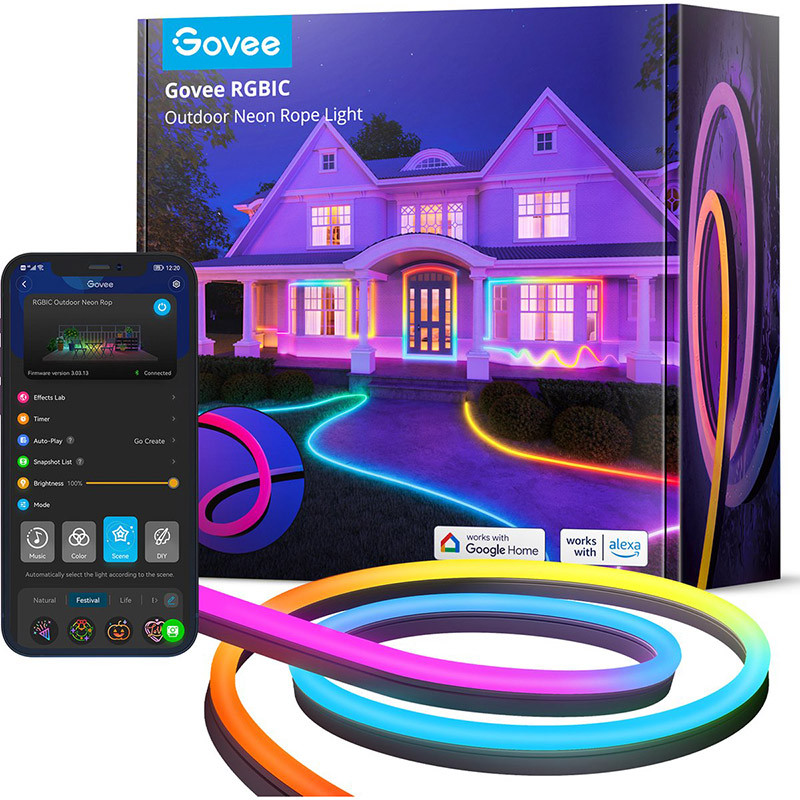 Bande LED d'extérieur Bluetooth WIFI avec réglage de la luminosité 10m - GOVEE - H61A8