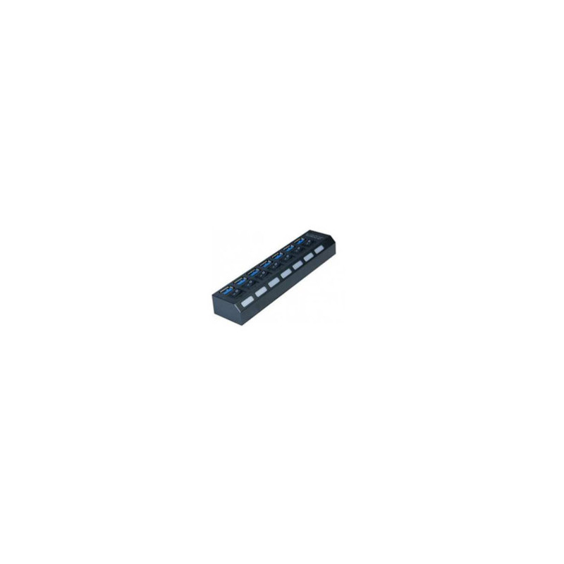 HUB USB 3.0 7 ports + Interrupteur/Alimentation Noir - HUB_ZGH_C07