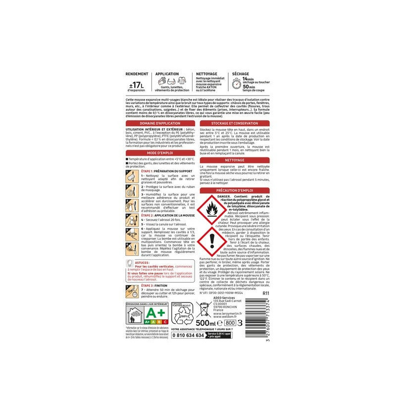 Mousse Expansive multi-usages 500 ml