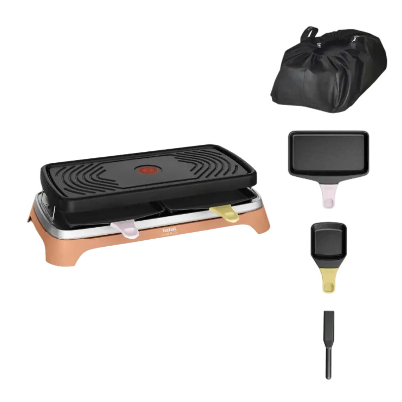 Machine à raclette Food & Co avec sac de transport 8 spatules Noir - TEFAL - RE651JF0