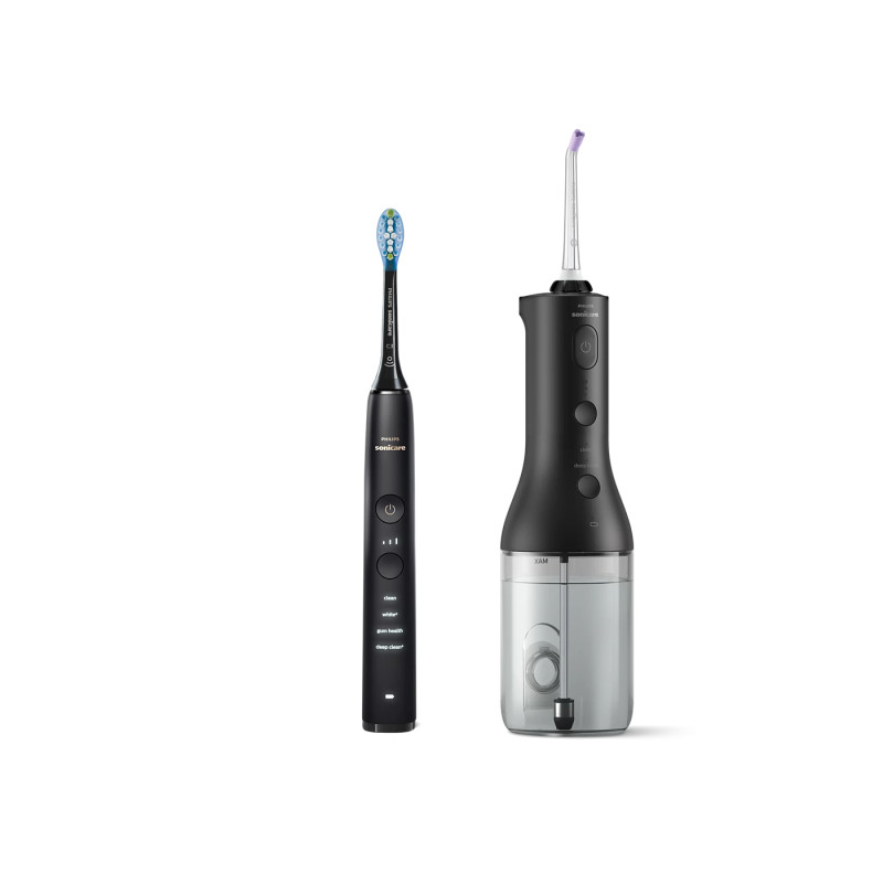 Brosse à dents électrique Sonicare 9000 DiamondClean + Power Flosser 3000 Noir - PHILIPS - HX3886/43