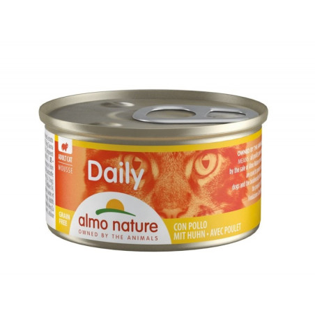 Boite Daily Mousse pour chat adulte sans céréale au poulet 85g - ALMO NATURE - CDFABPH023