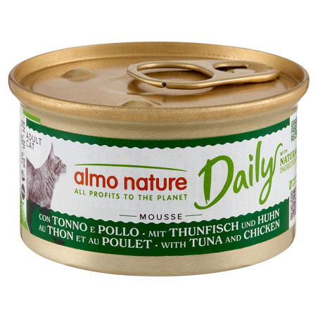 Boite Daily Mousse pour chat adulte au Thon et Poulet 85g - ALMO NATURE - CDFABTPH573