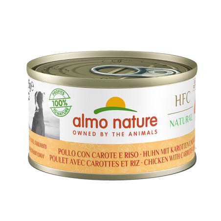Boite HFC Natural pour chien adulte au Poulet/Carottes et Riz 95g - ALMO NATURE - CHCABPCH221