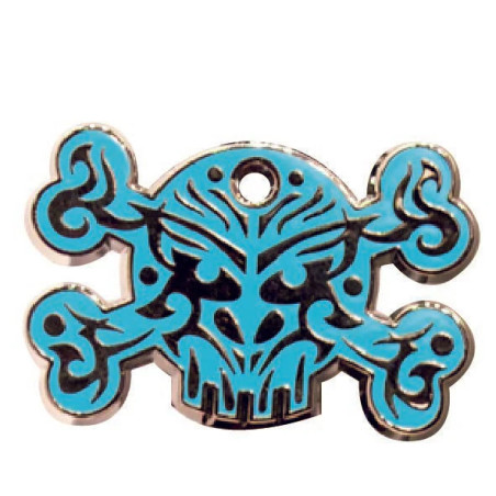 Médaille pour chien et Chat Enamel Tête de mort taille L Bleu - TAGGEE - STLET256