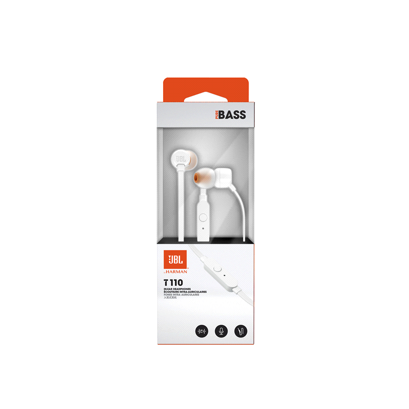 ECOUTEURS FILAIRES BLANC JBL TUNE - JBLT110WHT