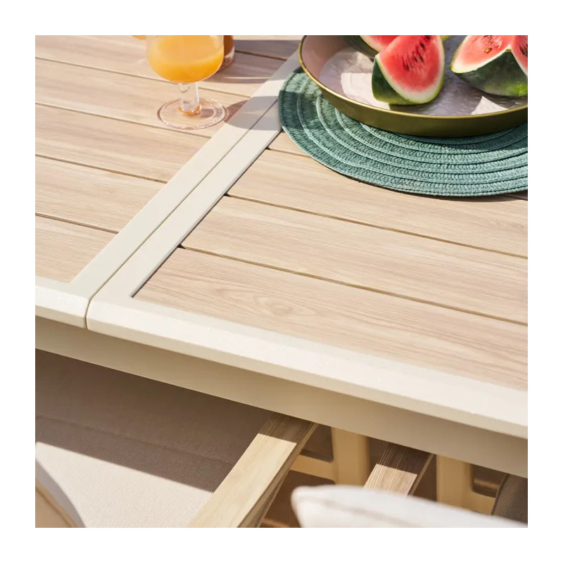 Table de jardin extensible - Axiome - HESPERIDE - Naturel - 8 personnes