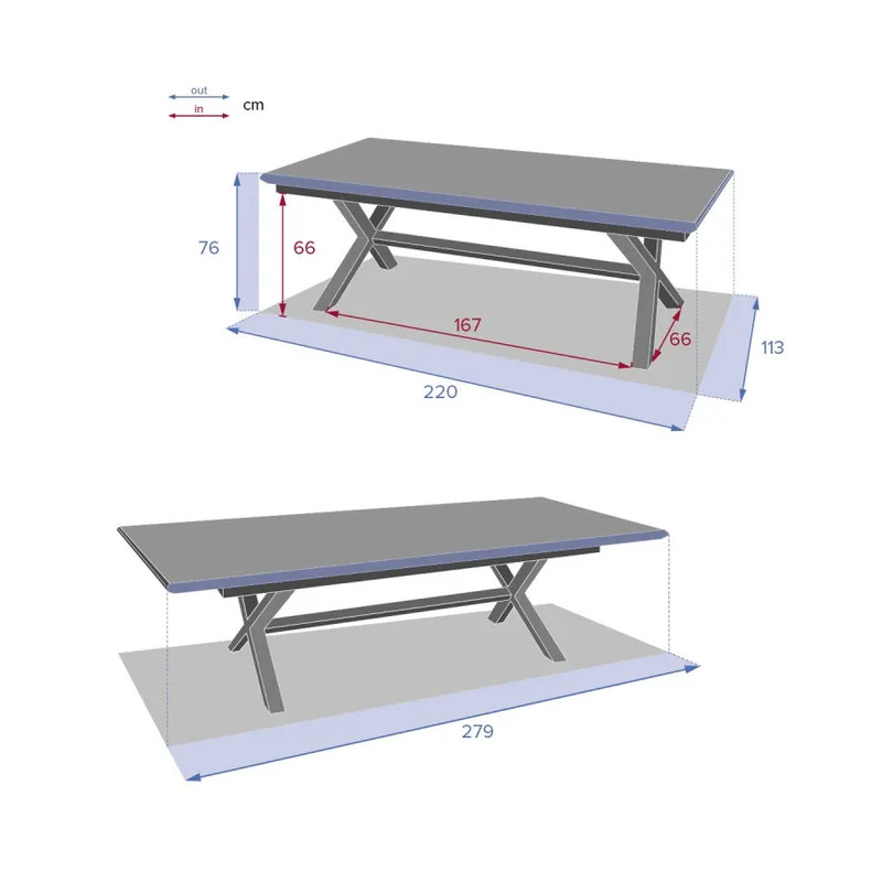 Table de jardin extensible - Axiome - HESPERIDE - Naturel - 8 personnes