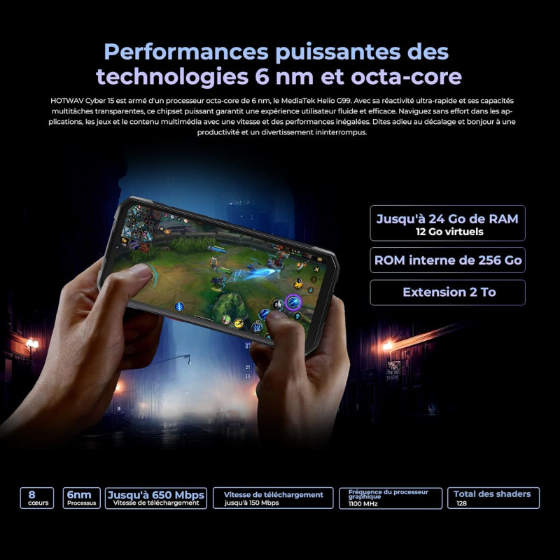 Smartphone Cyber 15 robuste 6,6" FHD 24/256Go - HOTWAV - HWCYBER15BK
