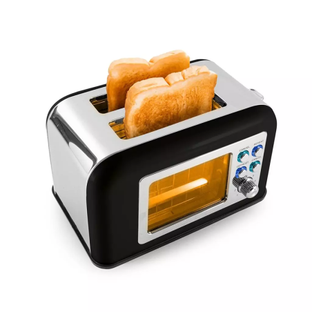 Grille-pain Toasteo Glass double fente avec fenêtre 800 W Noir - KITCHENCOOK - TOASTEOGLASSBLK