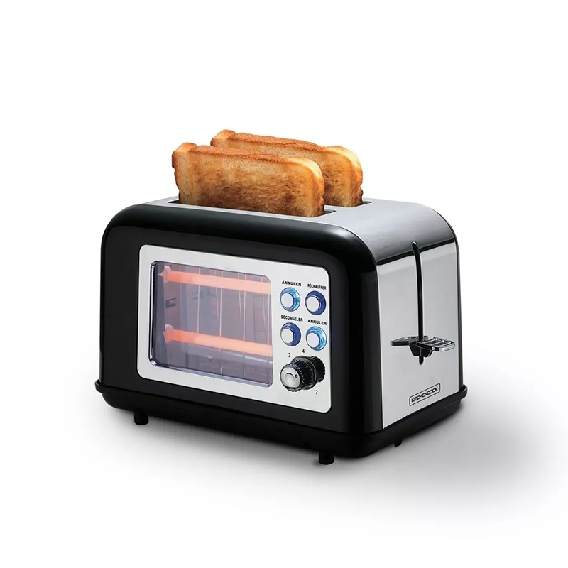 Grille-pain Toasteo Glass double fente avec fenêtre 800 W Noir - KITCHENCOOK - TOASTEOGLASSBLK