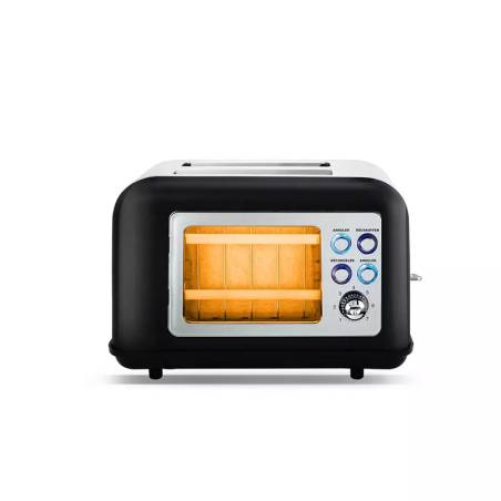 Grille-pain Toasteo Glass double fente avec fenêtre 800 W Noir - KITCHENCOOK - TOASTEOGLASSBLK