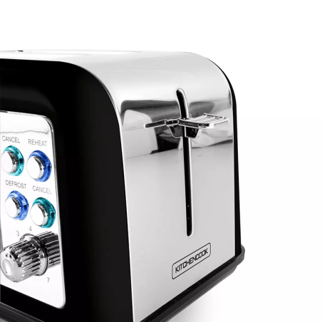 Grille-pain Toasteo Glass double fente avec fenêtre 800 W Noir - KITCHENCOOK - TOASTEOGLASSBLK