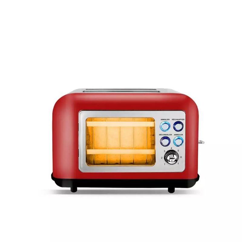 Grille-pain Toasteo Glass double fente avec fenêtre 800 W Rouge - KITCHENCOOK - TOASTEOGLASSRED