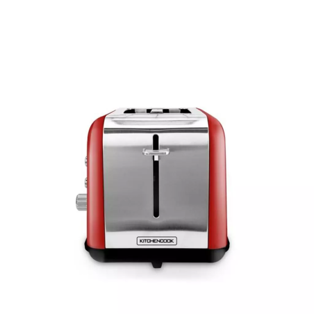 Grille-pain Toasteo Glass double fente avec fenêtre 800 W Rouge - KITCHENCOOK - TOASTEOGLASSRED