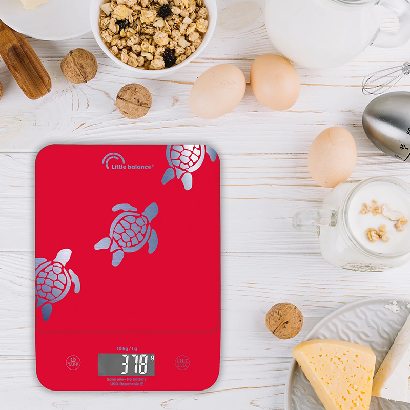 Balance de cuisine Happy Genius 10kg–1g Rouge/Tortues - LITTLE BALANCE - LB8709