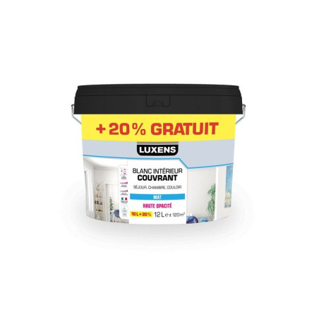 PEINTURE INTERIEUR BLANC LUXENS MAT 10L+20%