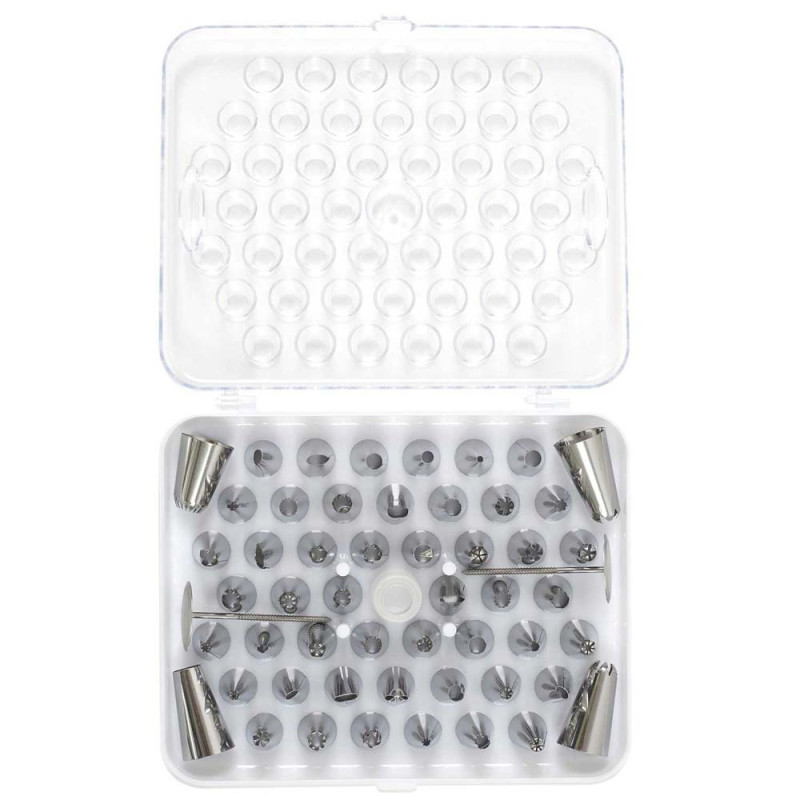 Coffret pâtisserie 52 douilles inox + 3 accessoires de décoration