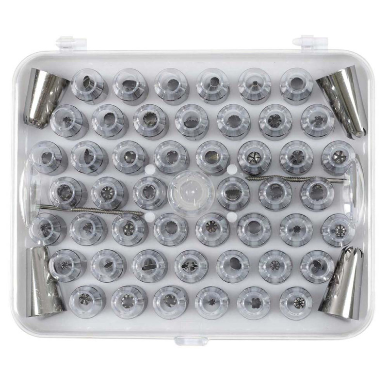 Coffret pâtisserie 52 douilles inox + 3 accessoires de décoration