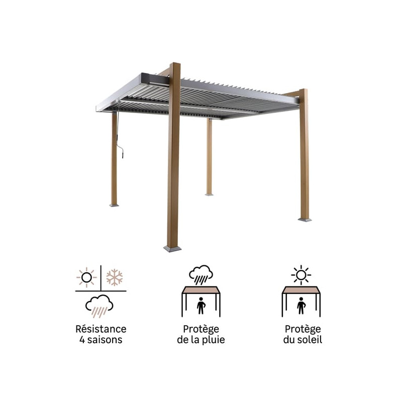 Pergola autoportante ODYSSEA aluminium effet bois