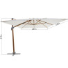 Parasol déporté en aluminium effet teck blanc AGORA