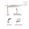 Parasol déporté en aluminium effet teck blanc AGORA