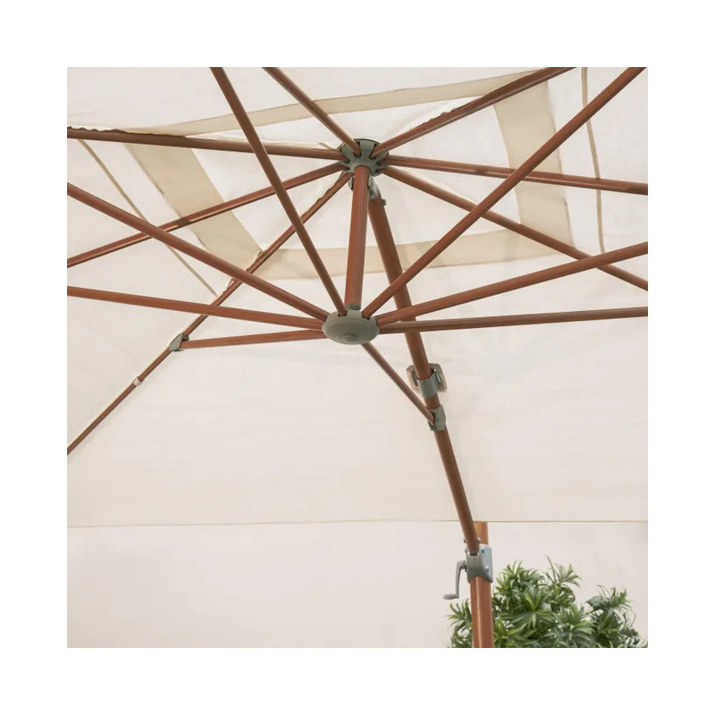 Parasol déporté en aluminium effet teck blanc AGORA