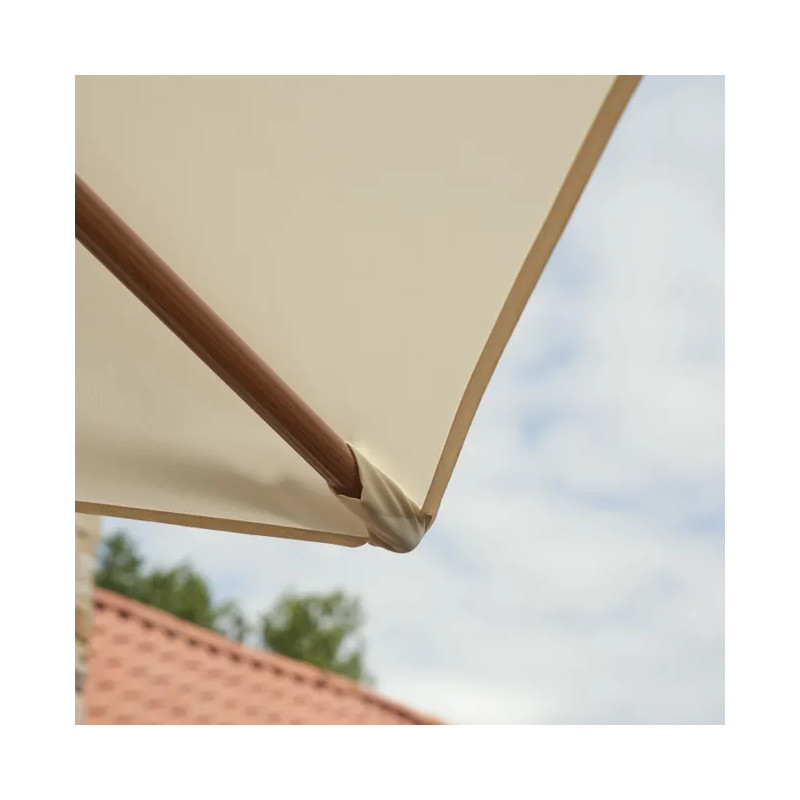 Parasol déporté en aluminium effet teck blanc AGORA