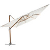 Parasol déporté en aluminium effet teck blanc AGORA