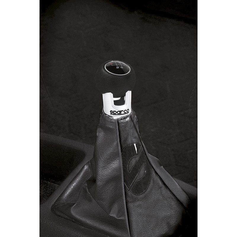 Pommeau de vitesse universel en cuir synthétique Noir/Chrome - SPARCO - SPC0105CH