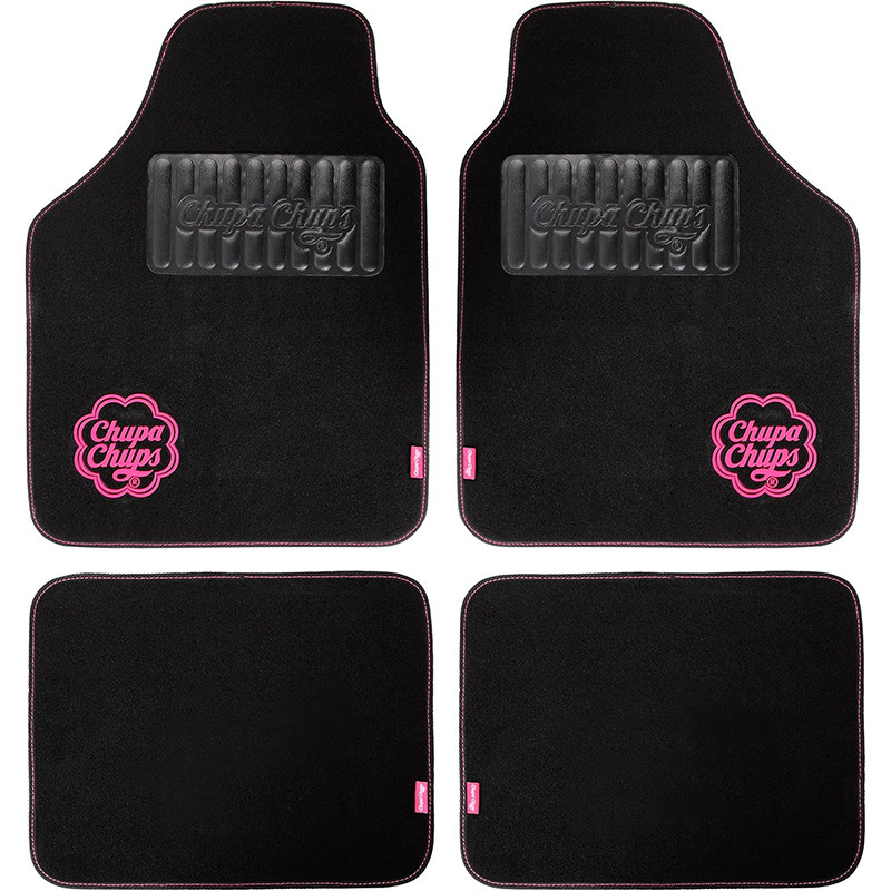 Set de 4 tapis de sol avant et arrière Noir/Rose - CHUPA CHUPS - CHP1500PK
