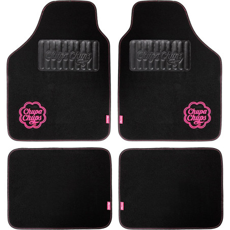 Set de 4 tapis de sol avant et arrière Noir/Rose - CHUPA CHUPS - CHP1500PK