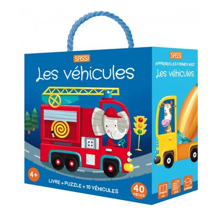 Livre + puzzle les véhicules-  SASSI JUNIOR - Dès 4 ans