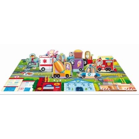 Livre + puzzle les véhicules-  SASSI JUNIOR - Dès 4 ans