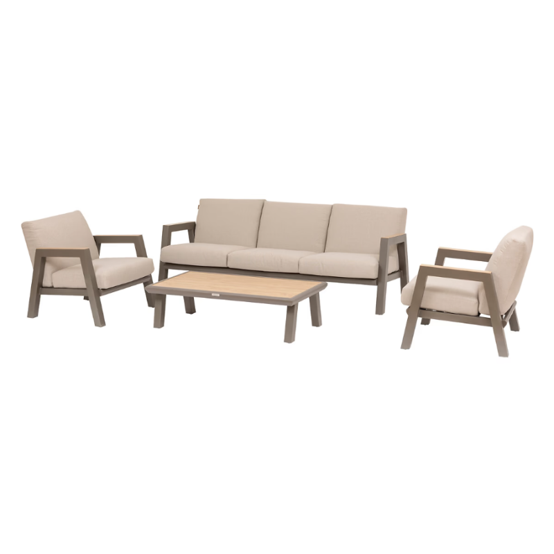 Salon de jardin - AXIOME - Beige et Praline  - 5 personnes